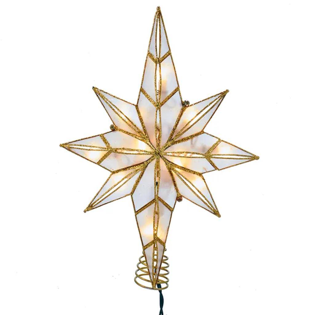 10 Light 11.4" Indoor Gold Capiz Star Christmas Tree Topper 1