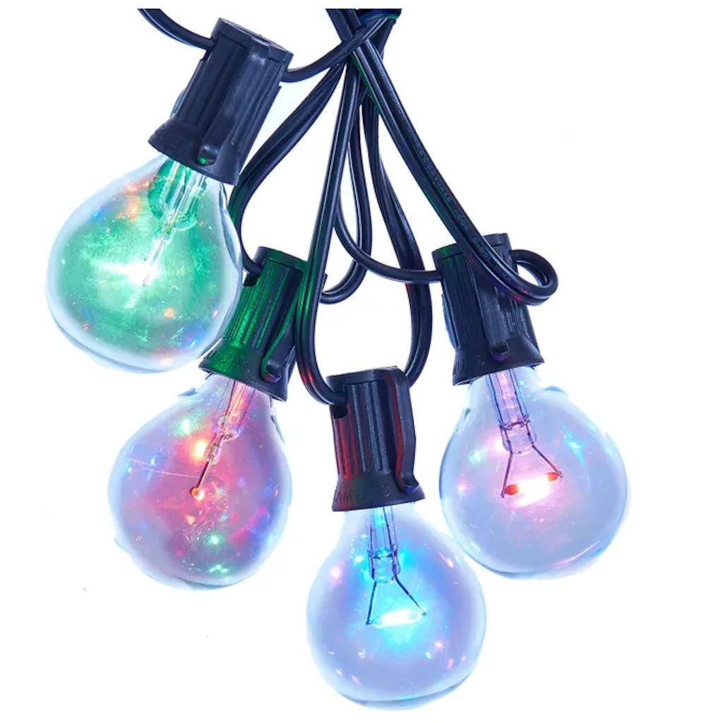 10 Light 7' Black Wire Multi-Color G40 String Light Set 1