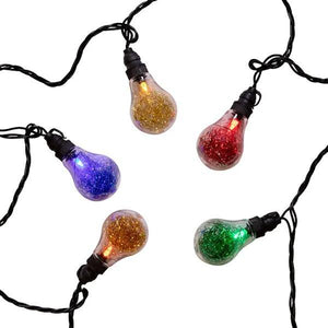 10 Light 10.5' Green Wire Multi-Color A19 Tinsel LED String Set 3