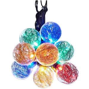 10 Light 10.5' Green Wire Multi-Color A19 Tinsel LED String Set 1