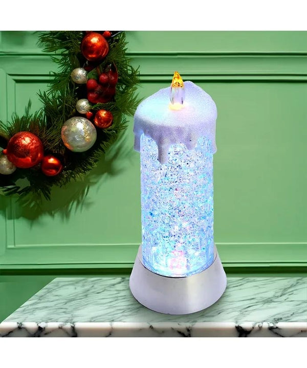 9.25" 5 Light Battery Operated Color Changing LED Snowing Candle 4