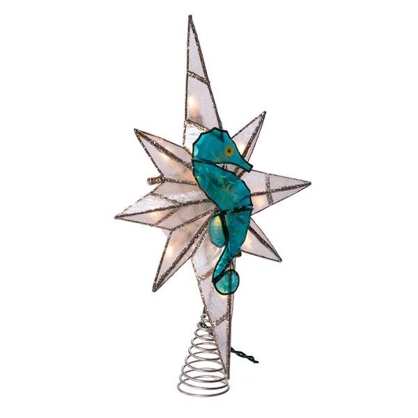 11.4" 8-Point Indoor Capiz Bethlehem Seahorse Star Christmas Tree Topper 2