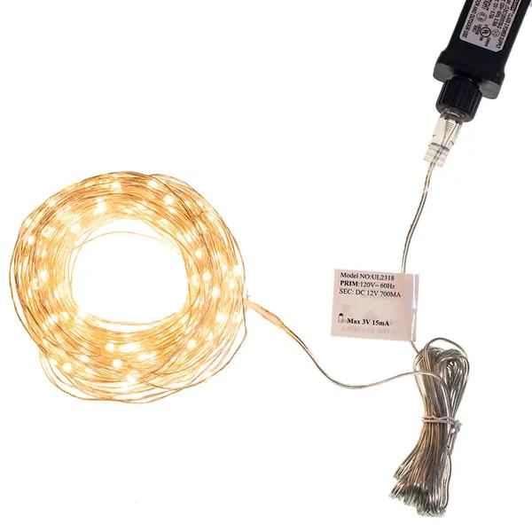 300 Light 108' Silver Wire Warm White Lights 3
