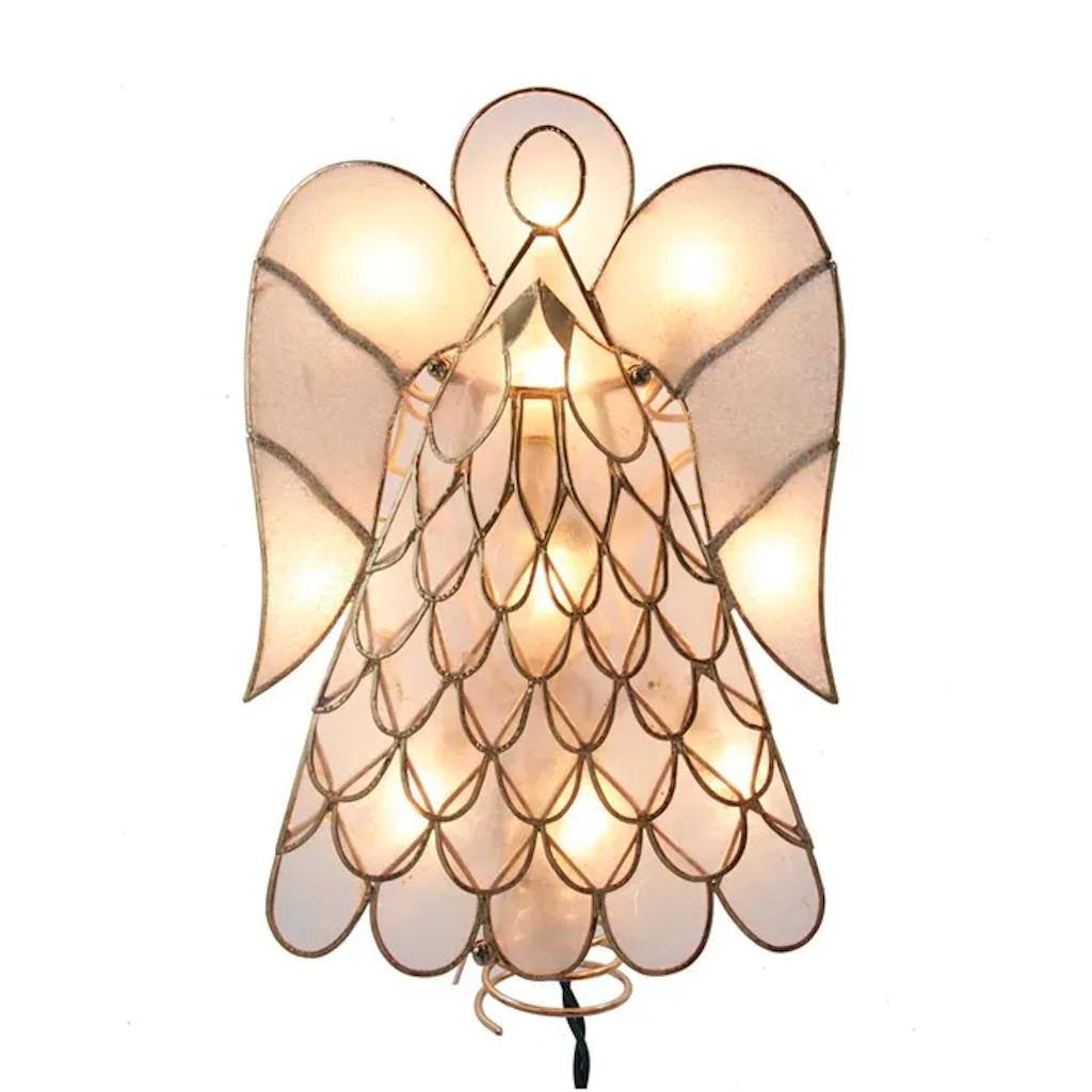 10 Light 9.5" Capiz Angel Christmas Tree Topper 1