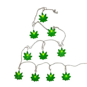 10 Light 12' Silver Wire Opaque Cannabis String Set 2