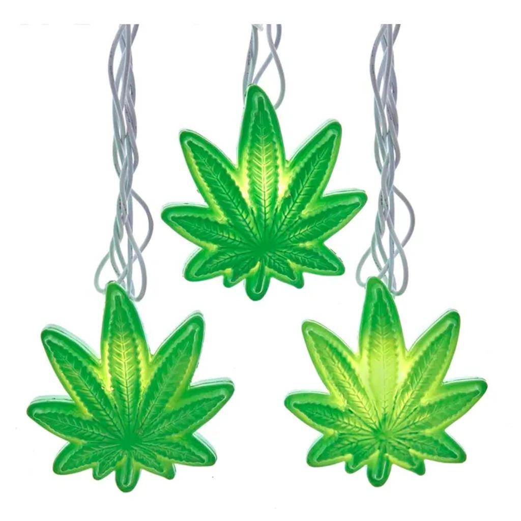 10 Light 12' Silver Wire Opaque Cannabis String Set 1
