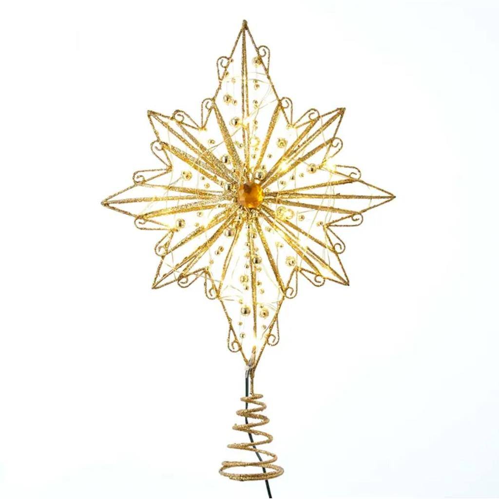 15.5" 30 Light Gold Star Tree Topper 1