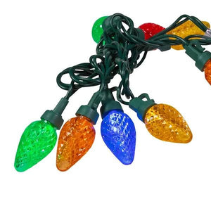 25 Light 10.7' Green Wire Multi-Color LED C7 String with 8" Spacing 2