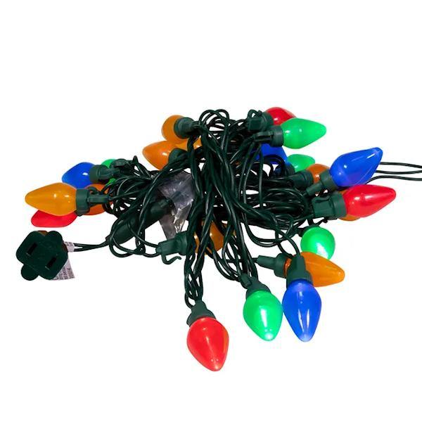 25 Light 10.7' Green Wire Multi-Color Pear LED C7 String with 8" Spacing 2