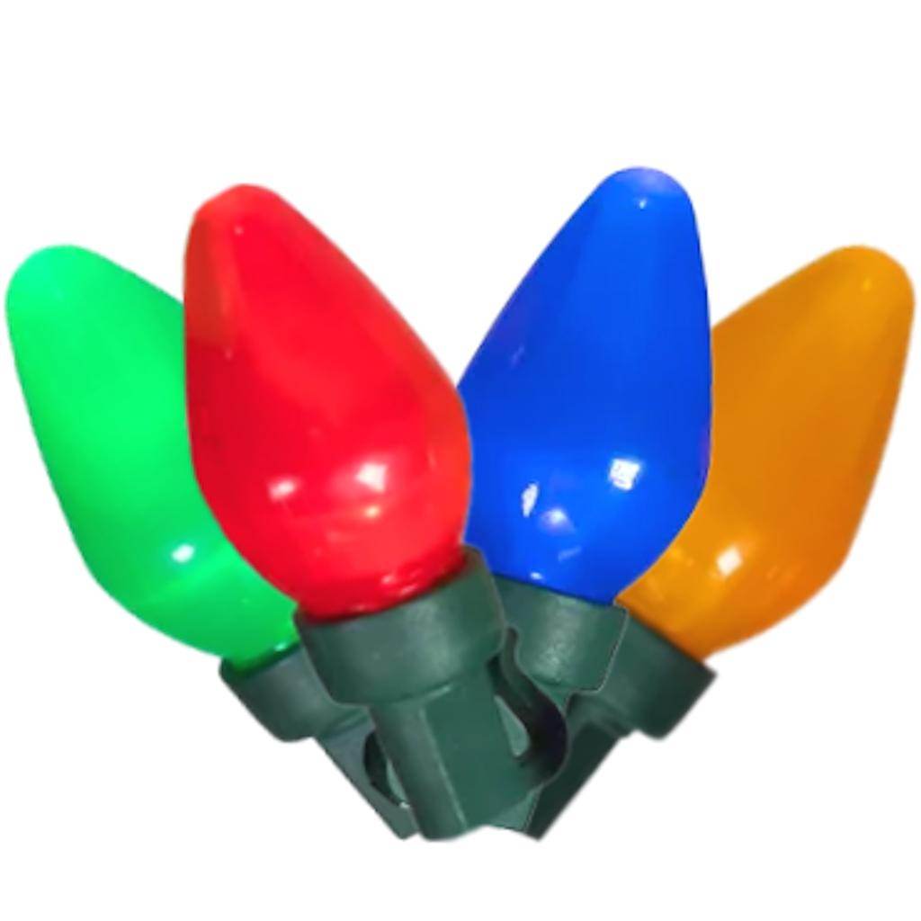 25 Light 10.7' Green Wire Multi-Color Pear LED C7 String with 8" Spacing 1