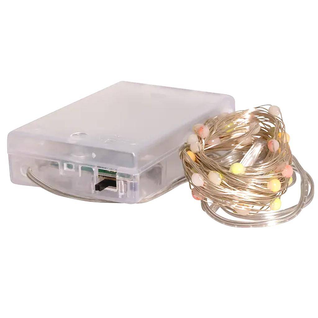 18.3' 50 Light Silver Wire Multicolor Lights 1