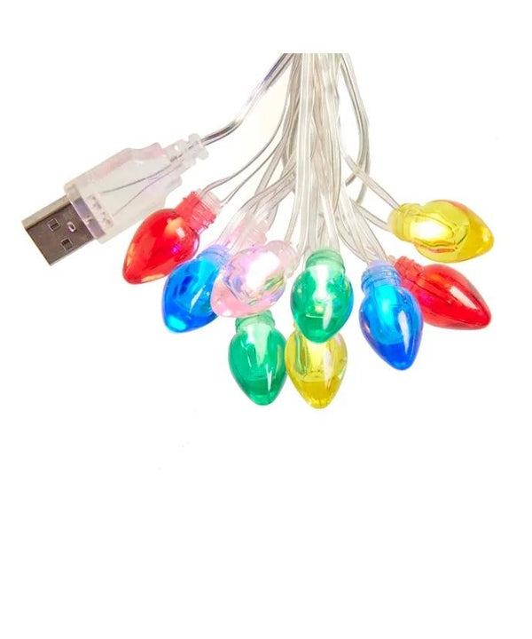 20 Light 9.3' Battery Operated Multicolored Fairy LED In Bubble Shell Clear Wire Light Set 2
