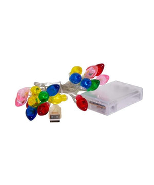 20 Light 9.3' Battery Operated Multicolored Fairy LED In Bubble Shell Clear Wire Light Set 4