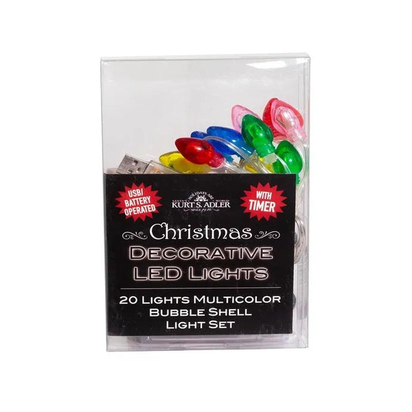 20 Light 9.3' Battery Operated Multicolored Fairy LED In Bubble Shell Clear Wire Light Set 1