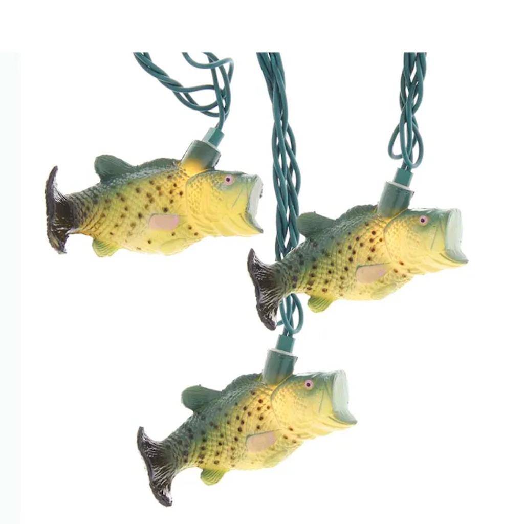 10 Light 12' Green Wire Bass Fish String Set 1