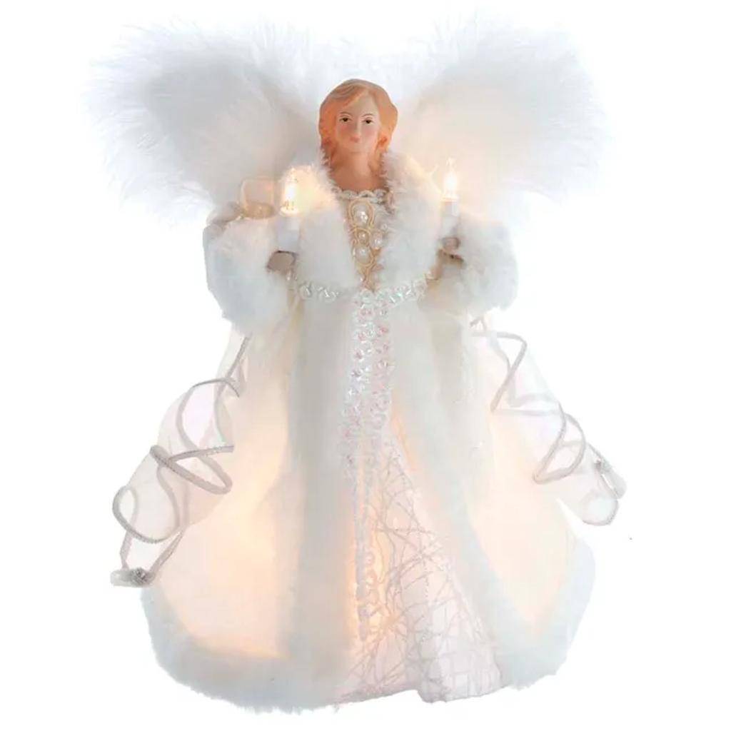 10" Angel White Multicolor Christmas Tree Topper 1