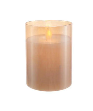 4" Battery Operated Amber LED Ivory Small Flicker Flame Candle In Glass Jar 2