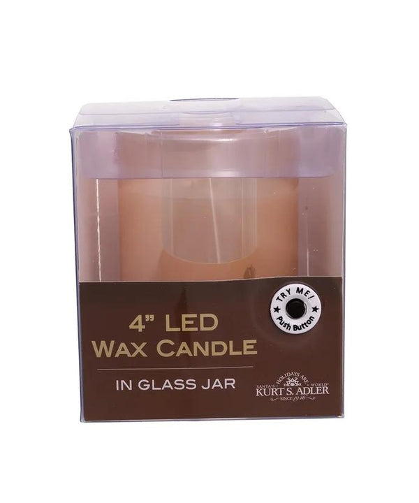 4" Battery Operated Amber LED Ivory Small Flicker Flame Candle In Glass Jar 3