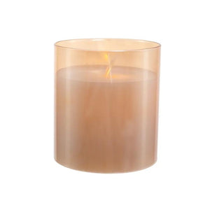 4" Battery Operated Amber LED Ivory Small Flicker Flame Candle In Glass Jar 1