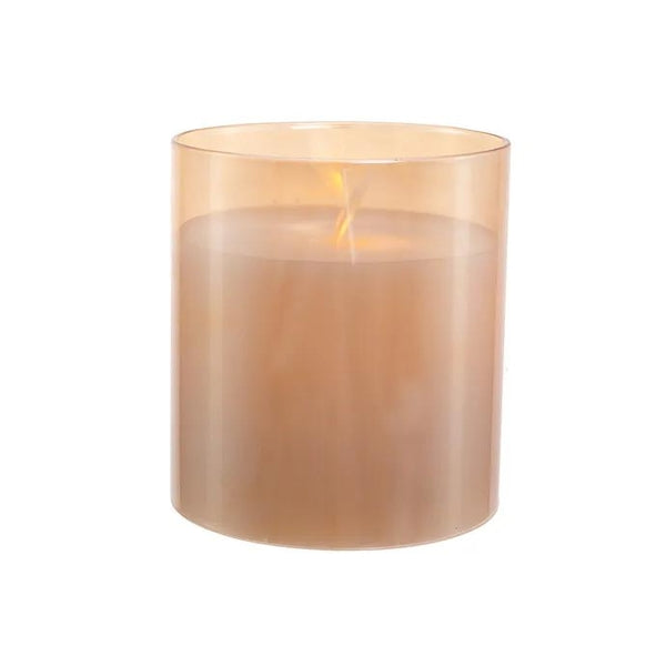 4" Battery Operated Amber LED Ivory Small Flicker Flame Candle In Glass Jar 1