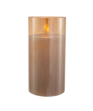 6" Battery Operated Amber LED Ivory Large Flicker Flame Candle In Glass Jar 2