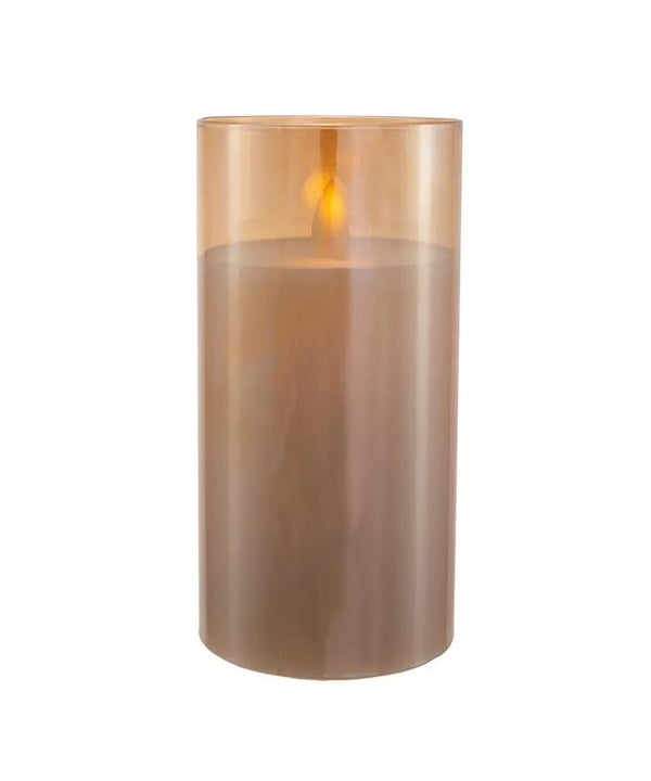 6" Battery Operated Amber LED Ivory Large Flicker Flame Candle In Glass Jar 2
