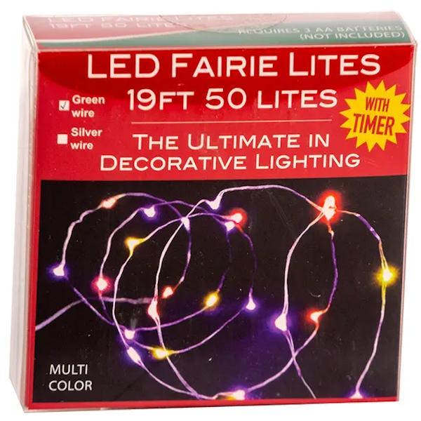 19' 50 Light Green Wire Multicolor Battery-Operated Fairy Lights 4