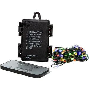 34' 100 Light Green Wire Dual Color Battery-Operated Superbrite Remote Control Lights 2