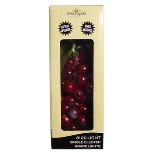 8" 20 Light Burgundy Grape Cluster Battery Operated Light String 3
