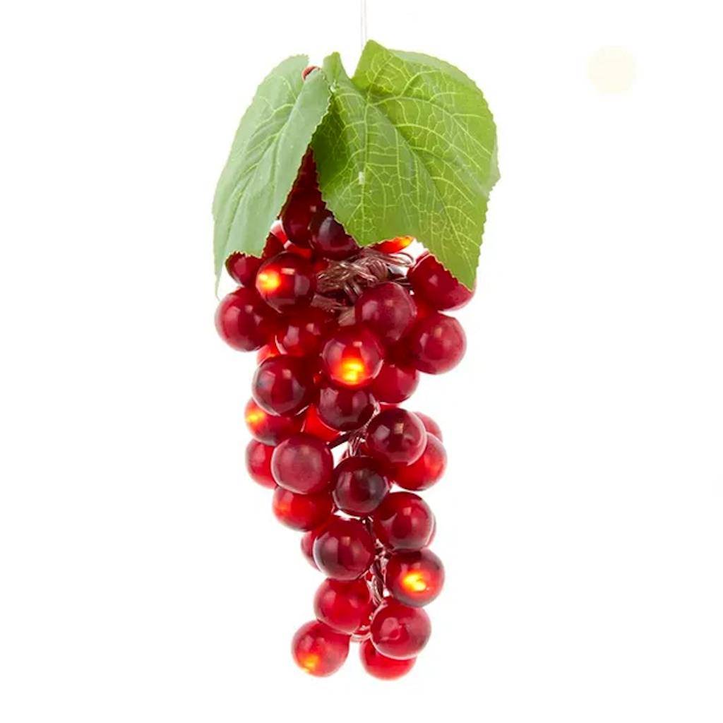 8" 20 Light Burgundy Grape Cluster Battery Operated Light String 1