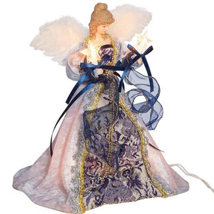 12" Blue and Gold Angel Christmas Tree Topper 2