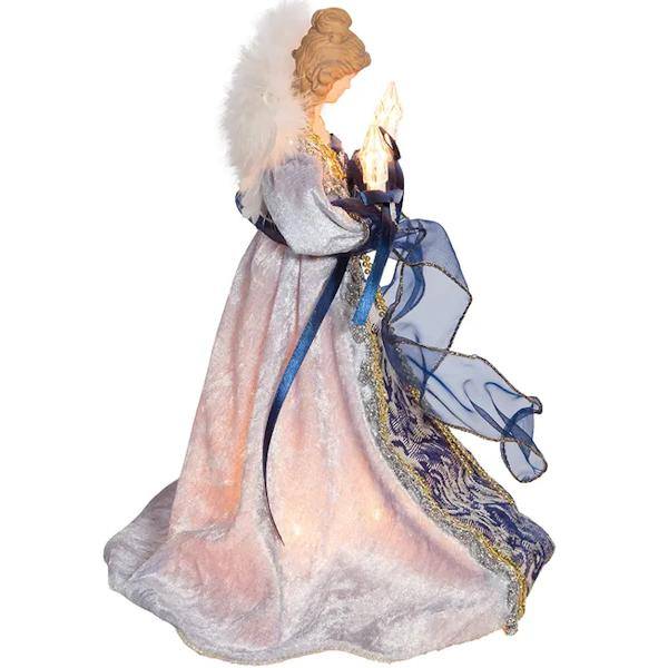 12" Blue and Gold Angel Christmas Tree Topper 3
