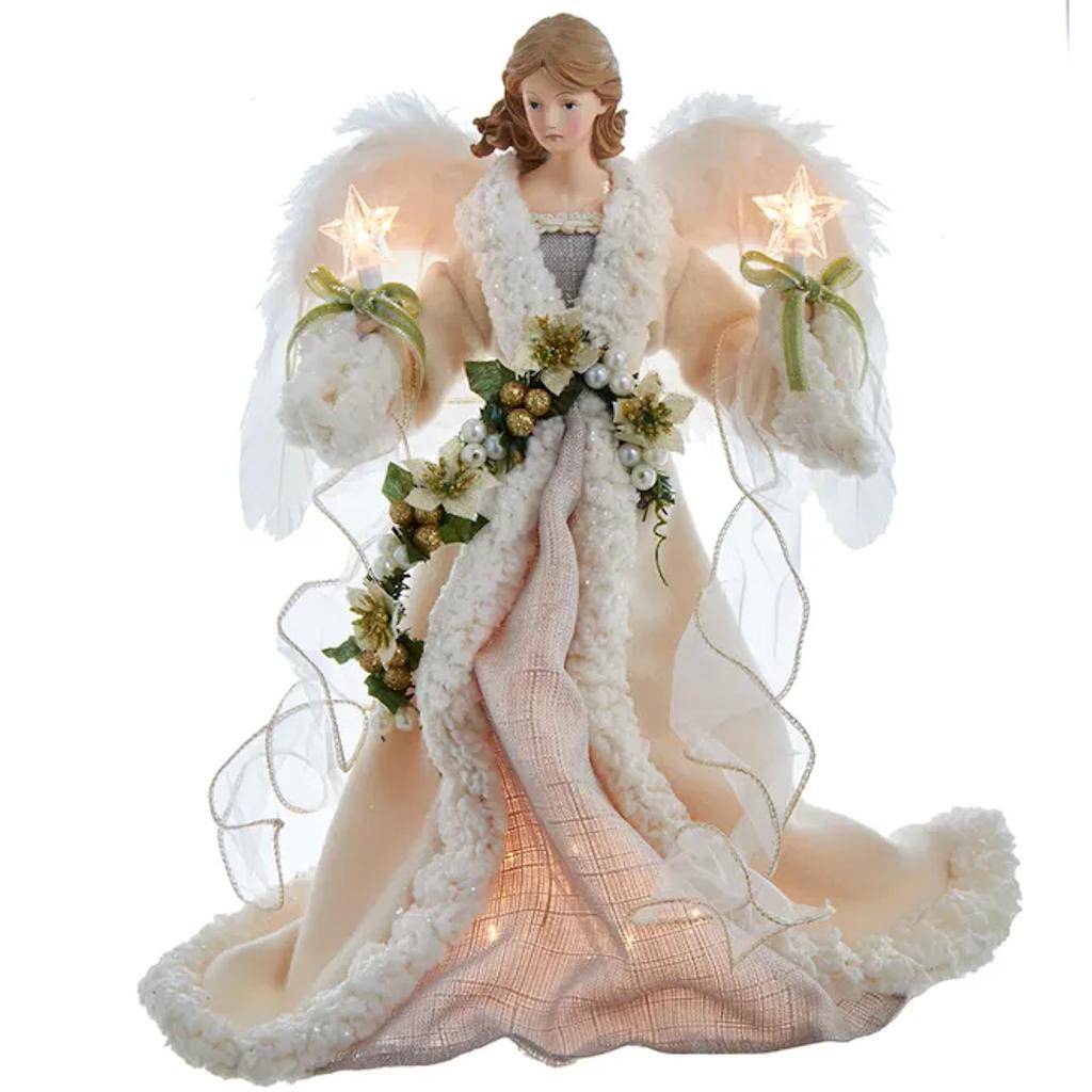 16" Ivory and Grey Angel Christmas Tree Topper 1