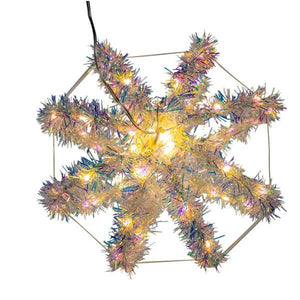8" 64 Light Warm White Foldable Tinsel Sphere LED Christmas Light 3