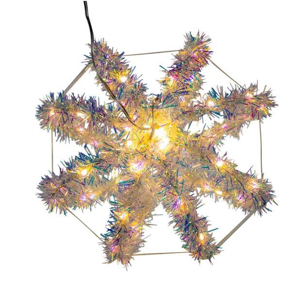 8" 64 Light Warm White Foldable Tinsel Sphere LED Christmas Light 3