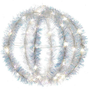 8" 64 Light Warm White Foldable Tinsel Sphere LED Christmas Light 1