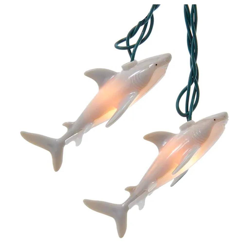10 Light 9' Green Wire Shark String Set 1