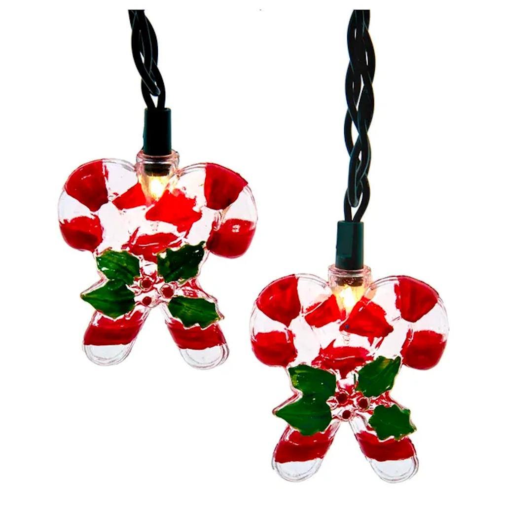 10 Light 9' Green Wire Candy Cane String Set 1