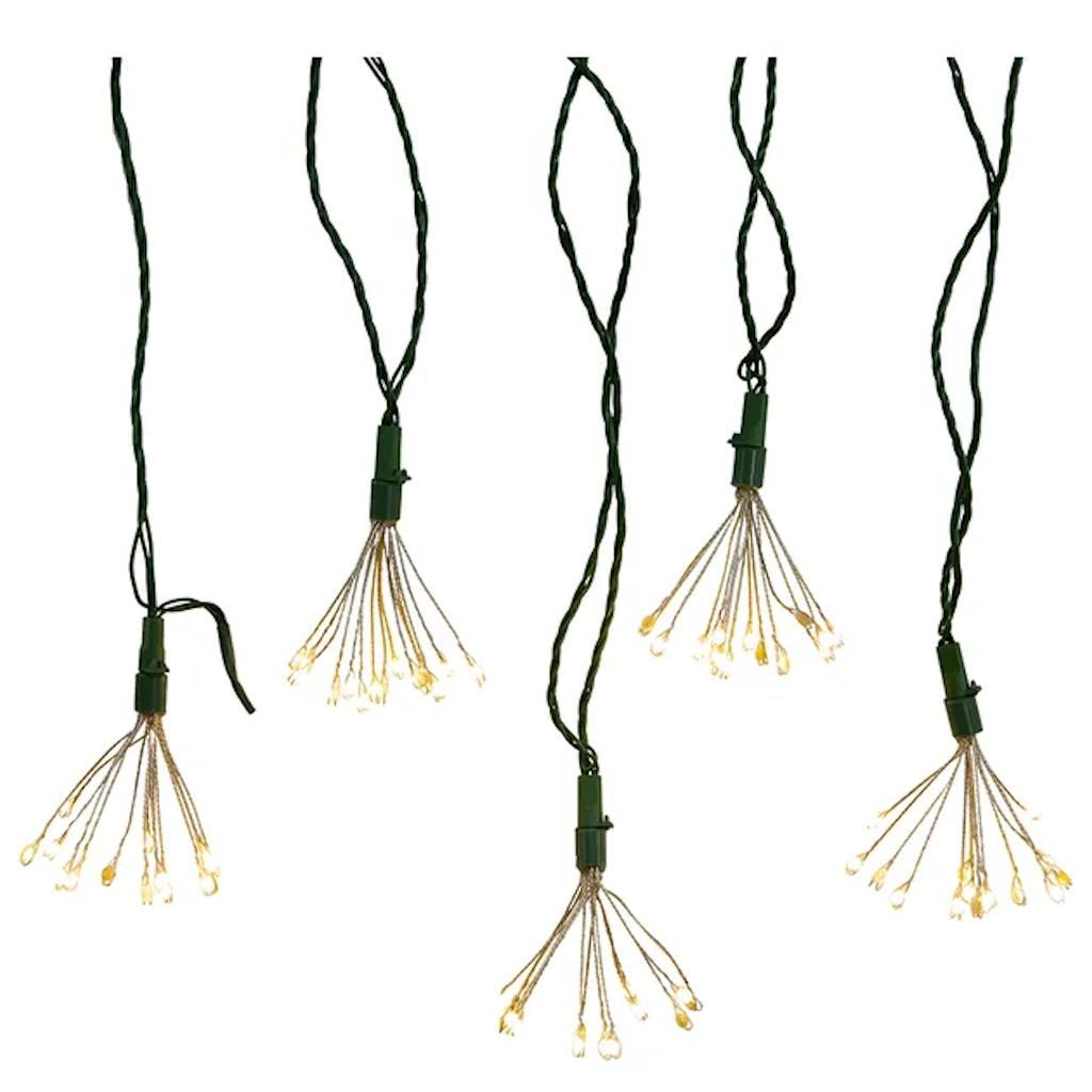 12' 75 Light Green Wire Warm White Cluster Burst Twinkle Lights 1