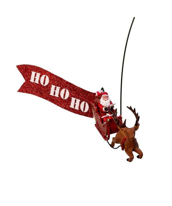 19.7" 5 Light Warm White Rotating Santa and Sleigh LED Star Tree Topper 3