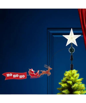 19.7" 5 Light Warm White Rotating Santa and Sleigh LED Star Tree Topper 5