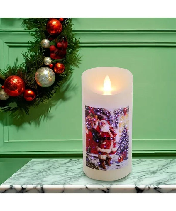 7" Battery Operated LED Fiber-Optic Santa Wax Candle 5