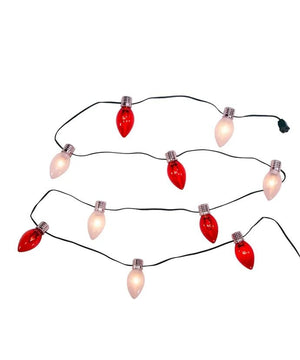 10 Light 9' UL Red & White Giant C7 Bulb Light Set 2
