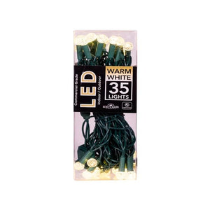 12' 35 Light UL Warm White G12 Green Wire LED Light Set 1