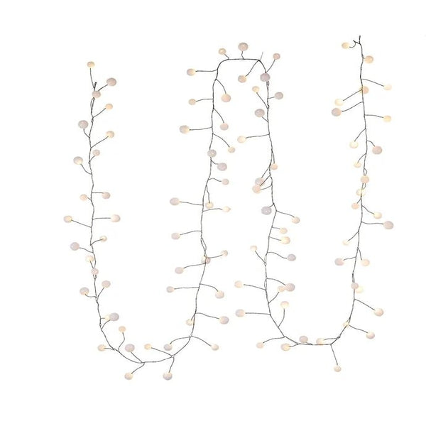 8' 100L Warm White LED Gumball Cluster Light Garland 1