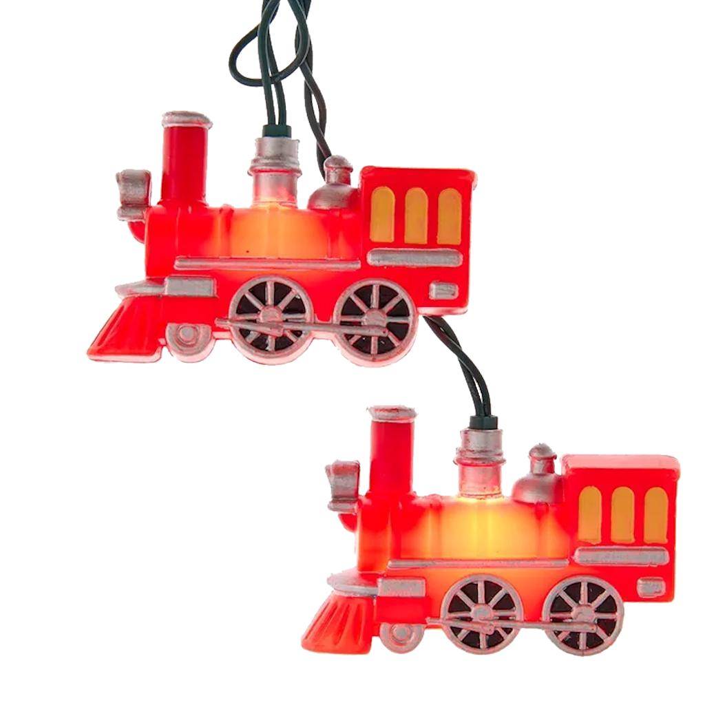 10 Light 30" Green Wire Red Train String Set 1