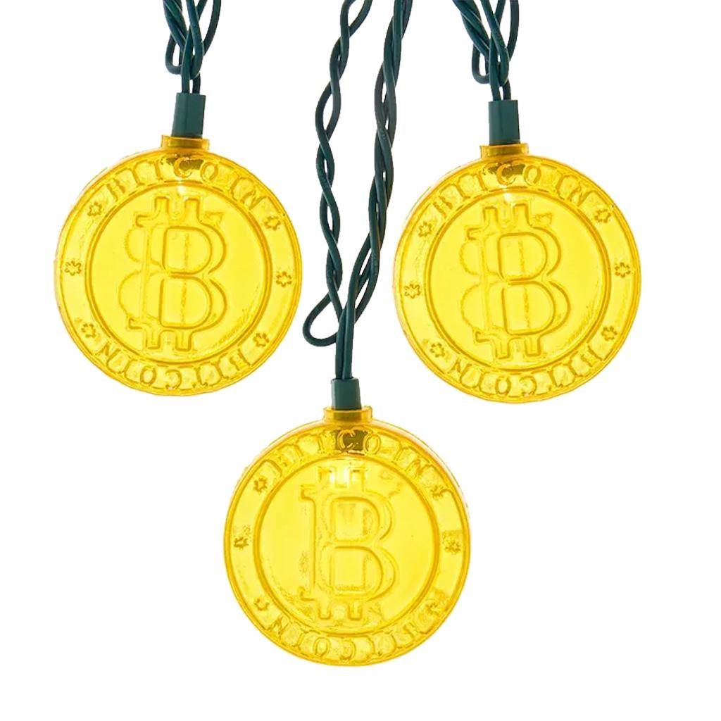 10 Light Bitcoin Green Wire String Set With 12" Spacing 1