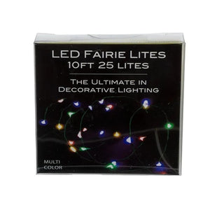 25 Light 8' Battery Operated Multicolor Green Wire Fairy Light Set 1