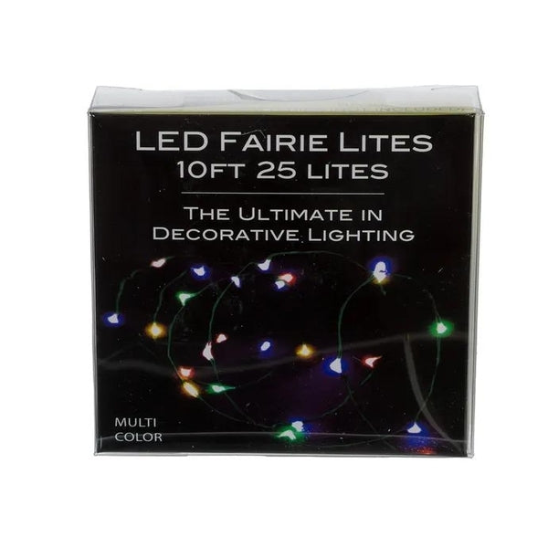 25 Light 8' Battery Operated Multicolor Green Wire Fairy Light Set 1