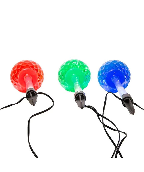 27.2" 105L LED 3-Piece Jumbo Multicolor Faceted C9 Yard Stakes 2